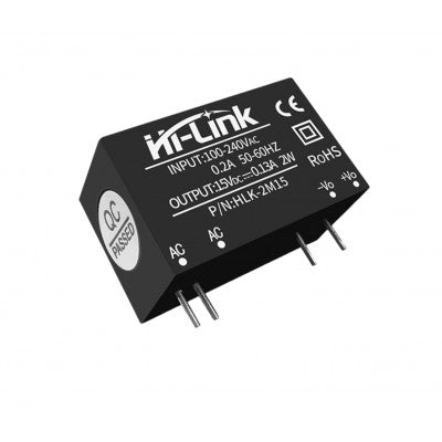 An HLK-2M15 Hi-Link 15V 2W AC to DC Power Supply Module