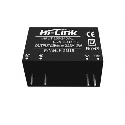 An HLK-2M15 Hi-Link 15V 2W AC to DC Power Supply Module