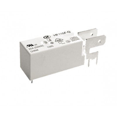 An Hongfa 6V 16A DC HF115F-Q/006-1D 6-Pin SPST Power Relay with Metal Holder Attached