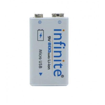 An Infinite ENVIE 9V 800mAh Li-ion Micro USB Rechargeable Battery
