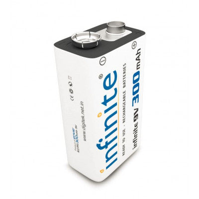 An Infinite ENVIE 9V 300mAh Ni-Mh Capacity Ready to Use Rechargeable Battery