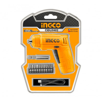 An INGCO CSDLI0402 4V Lithium-Ion Cordless Rechargeable Screwdriver