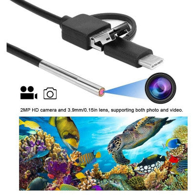 An INSKAM USB and Android OTG Endoscope 3in1 Borescope 3.9mm Ultra thin Waterproof Inspection Snake Camera with LED Light