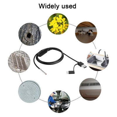An INSKAM USB and Android OTG Endoscope 3in1 Borescope 3.9mm Ultra thin Waterproof Inspection Snake Camera with LED Light