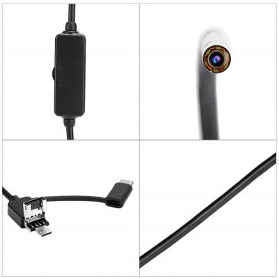 An INSKAM USB and Android OTG Endoscope 3in1 Borescope 3.9mm Ultra thin Waterproof Inspection Snake Camera with LED Light