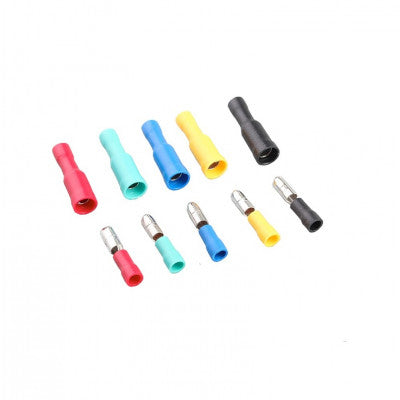 An Insulated 5 Colour Wire Crimp Terminal Male-Female Connector Pair Kit - 100 Pairs