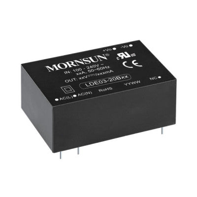 An LDE03-20B24 Mornsun 85-264V AC to 24V DC 3W AC-DC Converter Power Supply Module - DIP Package