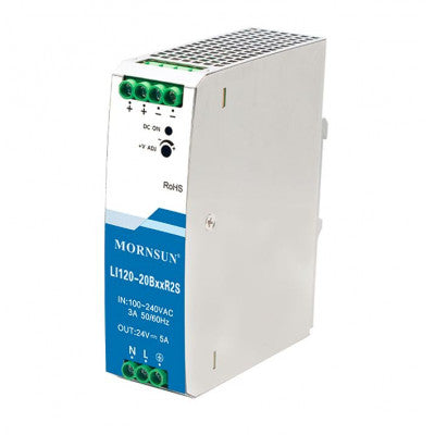 An LI120-20B24R2S Mornsun SMPS - 24V 5A 120W AC/DC DIN Rail Power Supply