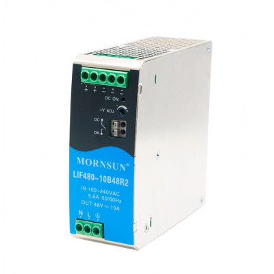 An LIF480-10B48R2 Mornsun SMPS - 48V 10A 480W AC/DC DIN Rail Power Supply