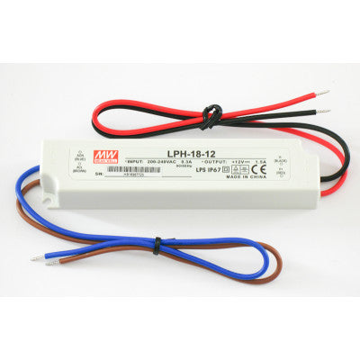 An LPH-18-12 Mean Well SMPS - 12V 1.5A 18W Waterproof LED Power Supply