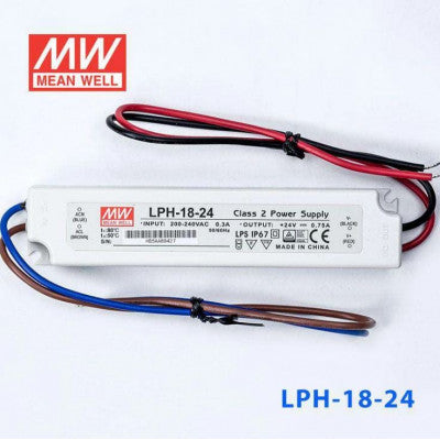 An LPH-18-24 Mean Well SMPS - 24V 0.75A 18W Waterproof LED Power Supply