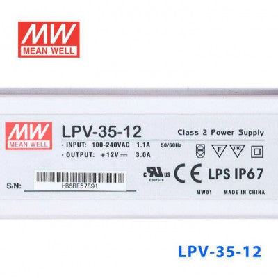 An LPV-35-12 Mean Well SMPS - 12V 3A 36W Waterproof LED Power Supply