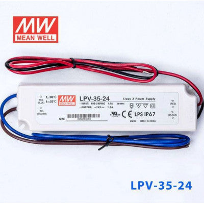 An LPV-35-24 Mean Well SMPS - 24V 1.5A 36W Waterproof LED Power Supply