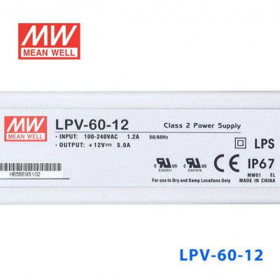 An LPV-60-12 Mean Well SMPS - 12V 5A 60W Waterproof LED Power Supply