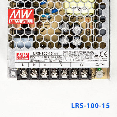 An LRS-100-15 Mean Well SMPS - 15V 7A - 105W Metal Power Supply