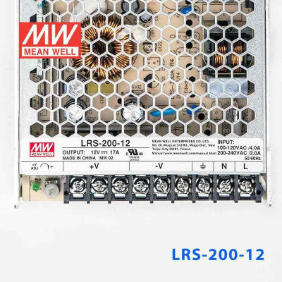 An LRS-200-12 Mean Well SMPS - 12V 17A - 204W Metal Power Supply