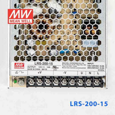 An LRS-200-15 Mean Well SMPS - 15V 14A - 210W Metal Power Supply