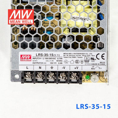 An LRS-35-15 Mean Well SMPS - 15V 2.4A - 36W Metal Power Supply