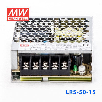 An LRS-50-15 Mean Well SMPS - 15V 3.4A - 51W Metal Power Supply