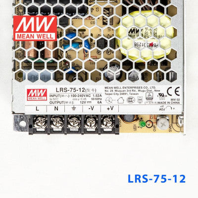 An LRS-75-12 Mean Well SMPS - 12V 6A - 72W Metal Power Supply