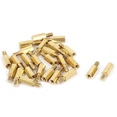 An M3 X 10mm Male-Female Brass Hex Threaded Pillar Standoff Spacer - 10 Piece Pack