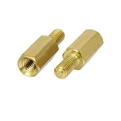 An M3 X 10mm Male-Female Brass Hex Threaded Pillar Standoff Spacer - 10 Piece Pack
