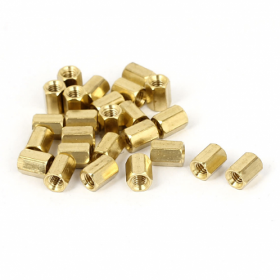 An M3 X 5 mm Female to Female Brass Hex Threaded Pillar Standoff Spacer - 10 Pieces pack