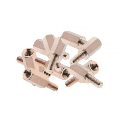 An M3x10mm Male to Female Nickel Plated Brass Hex Standoff Spacer - 5 Pieces pack