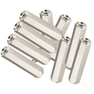 An M3x15mm Female to Female Nickel Plated Brass Hex Standoff Spacer - 5 Pieces pack