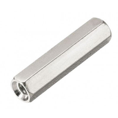 An M3x20mm Female to Female Nickel Plated Brass Hex Standoff Spacer - 5 Pieces pack