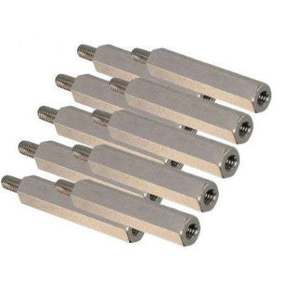 An M3x20mm Male to Female Nickel Plated Brass Hex Standoff Spacer - 5 Pieces pack