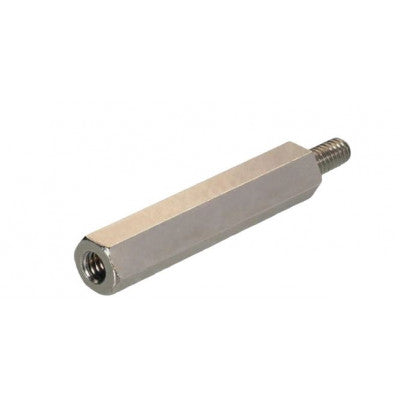 An M3x50mm Male to Female Nickel Plated Brass Hex Standoff Spacer - 5 Pieces pack
