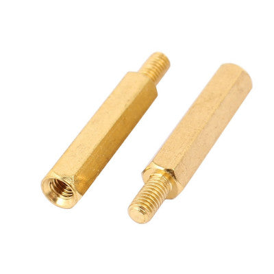 An M4 X 20mm Male to Female Brass Hex Threaded Pillar Standoff Spacer - 2 Pieces Pack