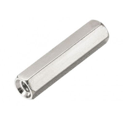An M4x15mm Female to Female Nickel Plated Brass Hex Standoff Spacer - 5 Pieces pack