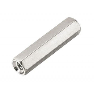 An M4x20mm Female to Female Nickel Plated Brass Hex Standoff Spacer - 5 Pieces pack