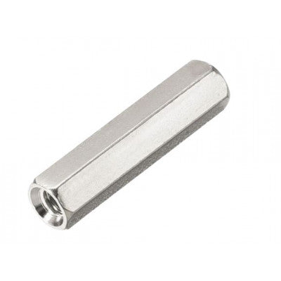 An M4x25mm Female to Female Nickel Plated Brass Hex Standoff Spacer - 5 Pieces pack