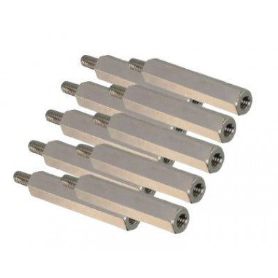 An M4x25mm Male to Female Nickel Plated Brass Hex Standoff Spacer - 5 Pieces pack