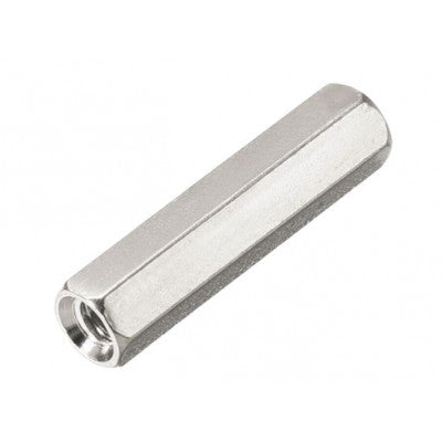 An M4x30mm Female to Female Nickel Plated Brass Hex Standoff Spacer - 5 Pieces pack