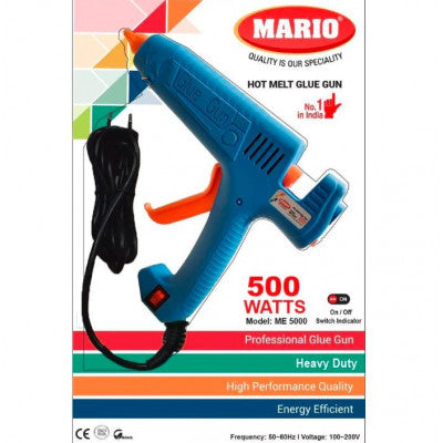 An MARIO 500 Watt ME-5000 Ultra High Performance Hot Melt Glue Gun with Nozzle Protection for Heavy Usage