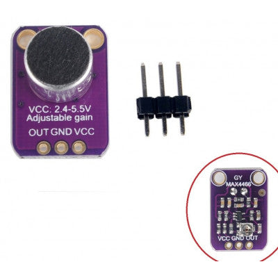 An MAX4466 Electret Microphone Amplifier with Adjustable Gain Module