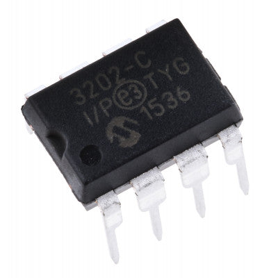 An MCP3202 12-Bit Dual Channel A/D Converter (ADC) with SPI Interface IC DIP-8 Package