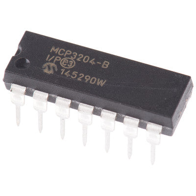 An MCP3204 12-Bit 4-Channel A/D Converter (ADC) with SPI Interface IC DIP-14 Package