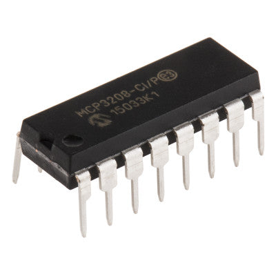 An MCP3208 12-Bit 8-Channel A/D Converter (ADC) with SPI Interface IC DIP-16 Package