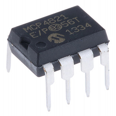 An MCP4821 12 Bit Voltage Output Digital to Analog Converter (DAC) with SPI Interface IC DIP-8 Package