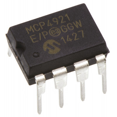 An MCP4921 12 Bit Voltage Output Digital to Analog Converter (DAC) with SPI Interface IC DIP-8 Package