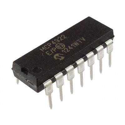An MCP4922 12-Bit Dual Voltage Digital to Analog Converter (DAC) with SPI Interface IC DIP-14 Package