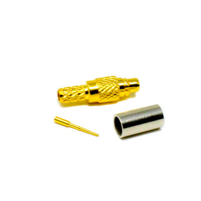 An MCX RF Connector Male Straight Gold Plated Crimp type for Cable