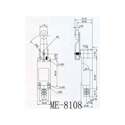 An ME-8108 Rotary Adjustable Roller Lever Arm Mini Limit Switch
