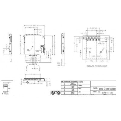 An Micro SD Card Connector Push-Push Type 9 Pin Surface Mount