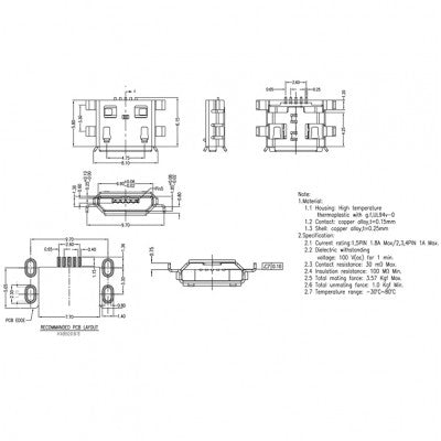 An Micro USB 2.0 B type 5 Pin Connector